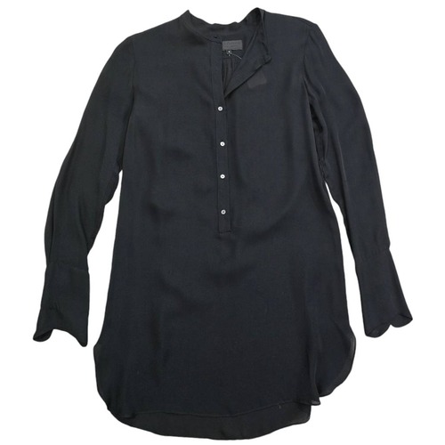 Nili Lotan Mini Shirt Dress Women's Small Black 100% Silk Tunic Formal Party